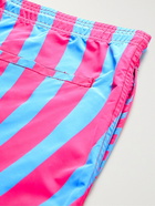 MSFTSrep - Slim-Fit Mid-Length Striped Logo-Print Swim Shorts - Pink