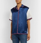 Gucci - Camp-Collar Logo-Embroidered Satin Shirt - Blue