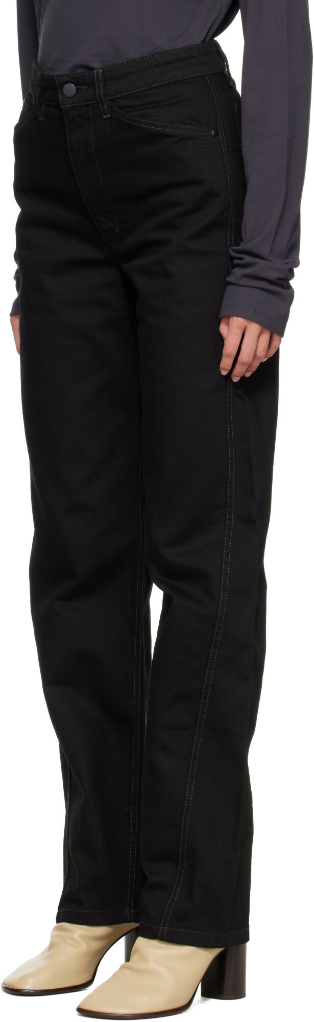 LEMAIRE Black Five Pockets Twisted Jeans