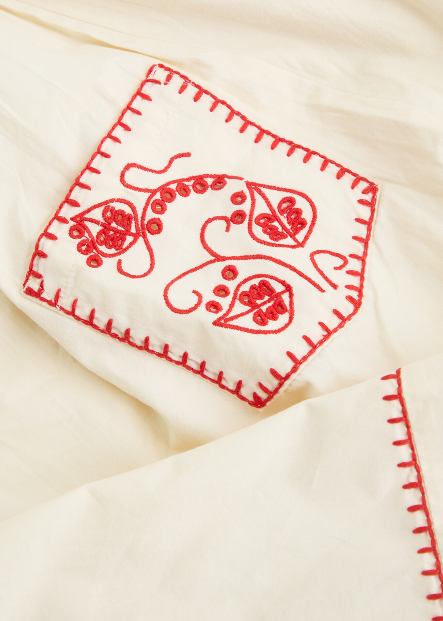 Never Fully Dressed Pollenca Embroidered Cotton Midi Skirt White