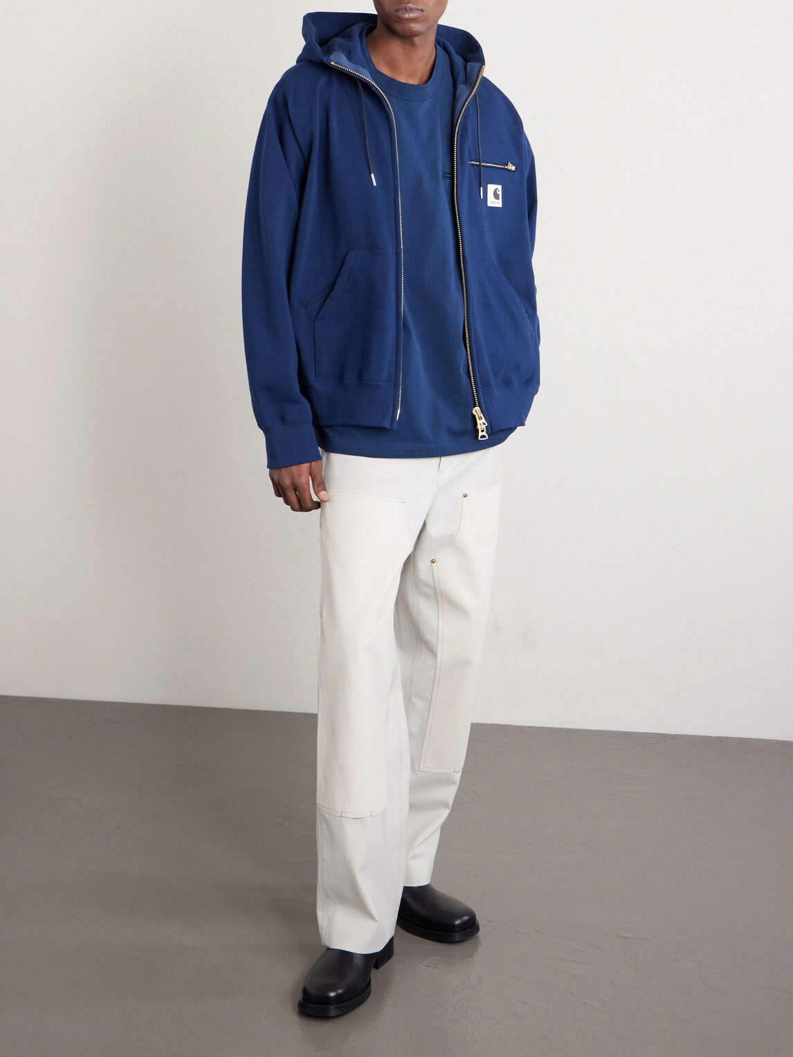 Sacai - Carhartt WIP Logo-Appliquéd Cotton-Jersey Zip-Up Hoodie