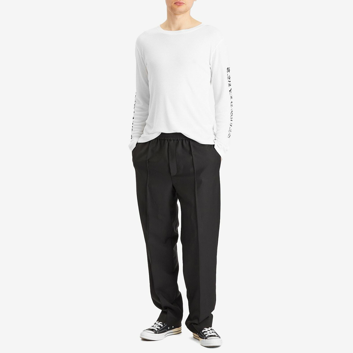 Second/Layer Men's Destroyed Skate Wave Long Sleeve T-Shirt in White