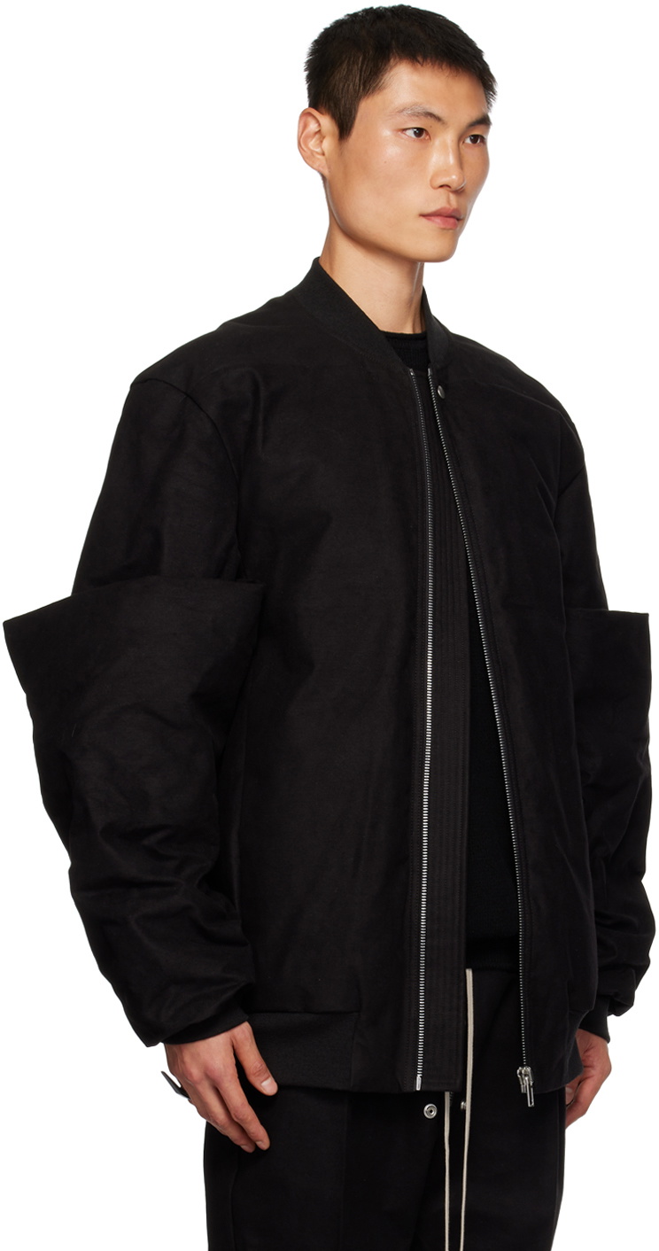 Rick Owens Black Easy Gauntlet Bomber Jacket Rick Owens