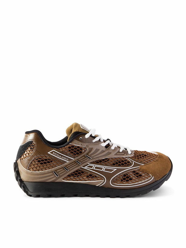 Photo: Bottega Veneta - Orbit Suede-Trimmed Rubber and Mesh Sneakers - Brown