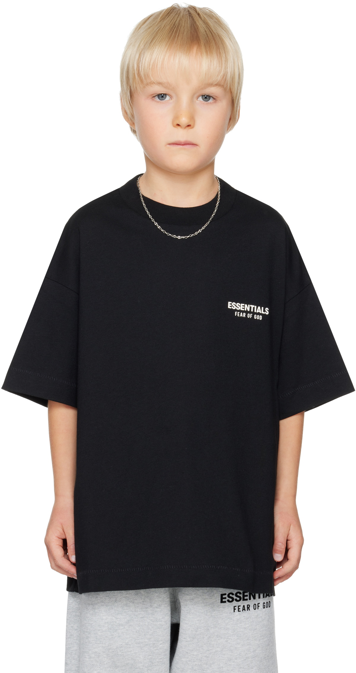 Fear of God ESSENTIALS Kids Black Jersey Crewneck T-shirt