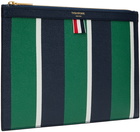 Thom Browne Navy Small Striped Document Holder