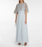Self-Portrait Embellished cape-detail chiffon gown