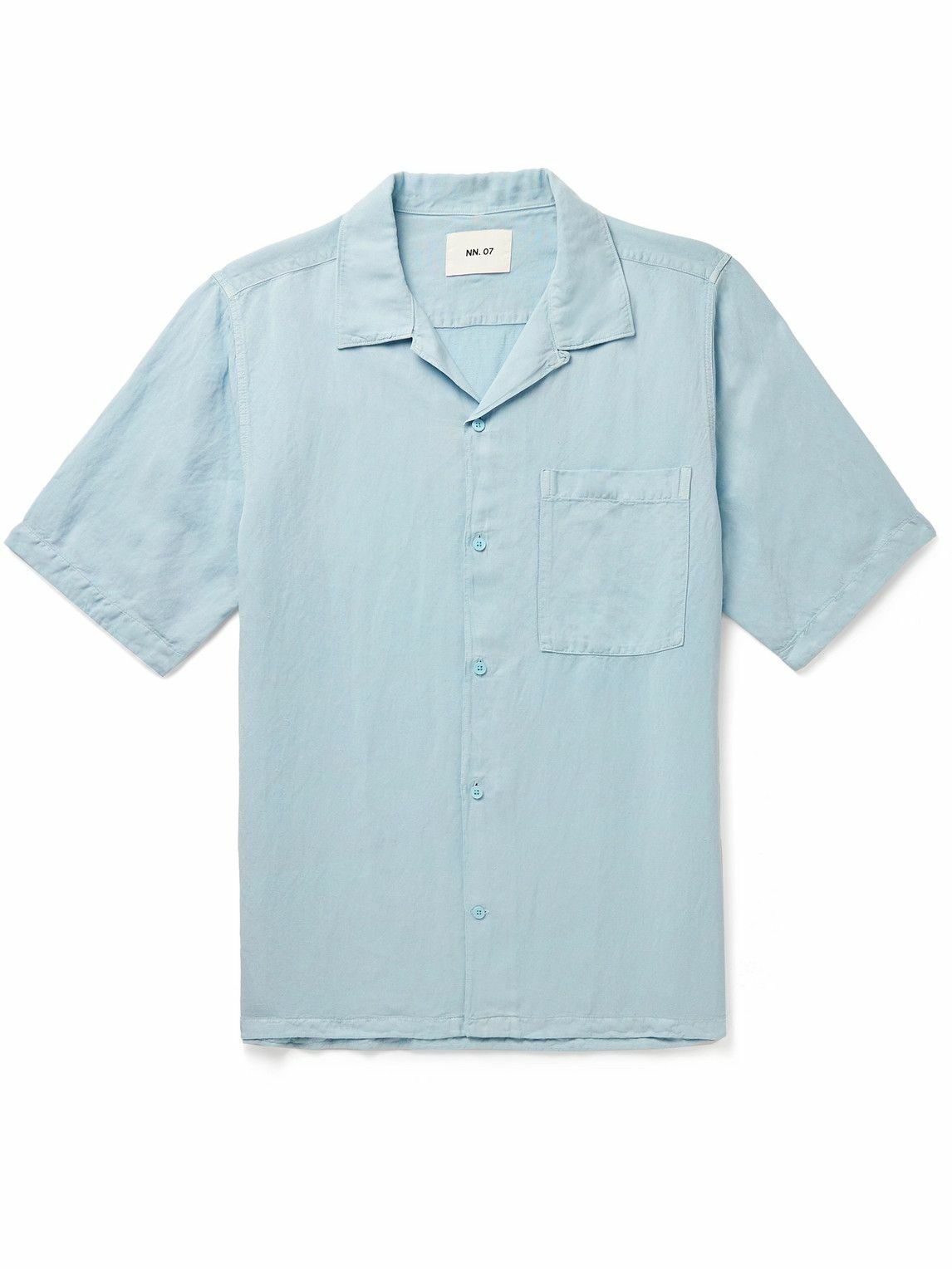 Photo: NN07 - Julio 5028 Convertible-Collar Linen and TENCEL™ Lyocell-Blend Shirt - Blue