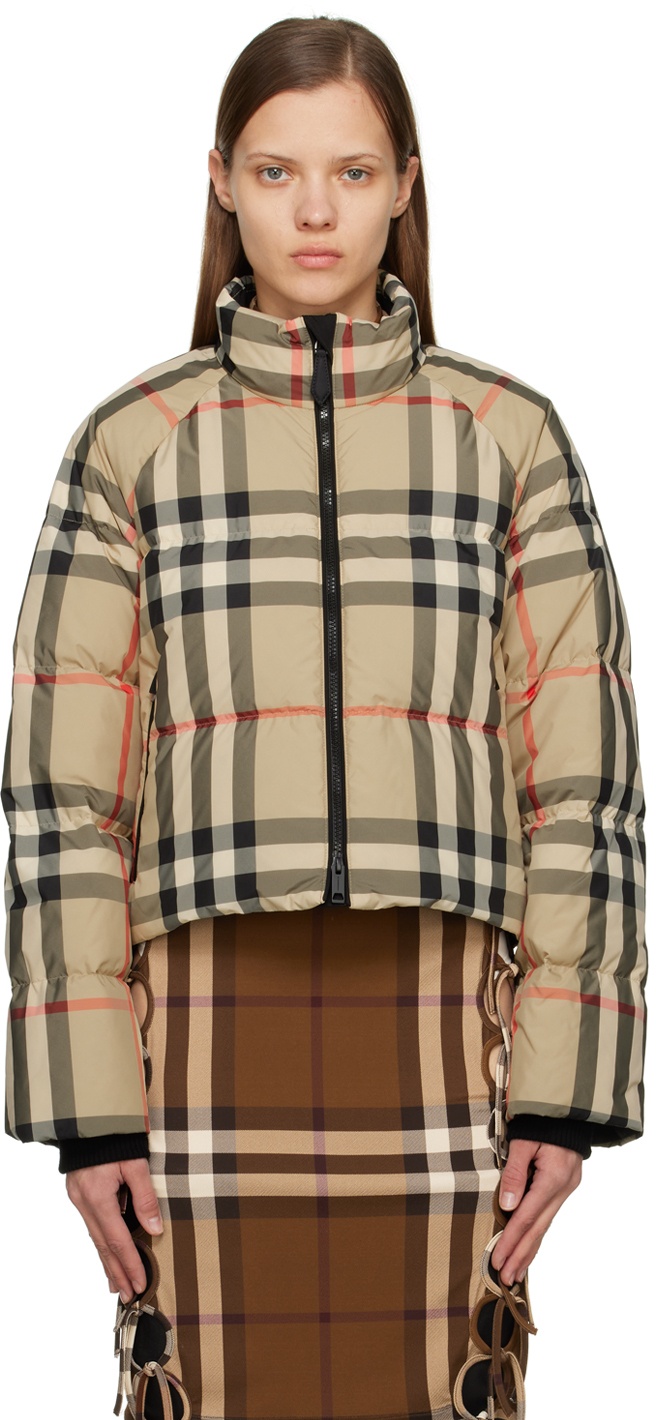 Burberry Beige Vintage Check Down Jacket Burberry