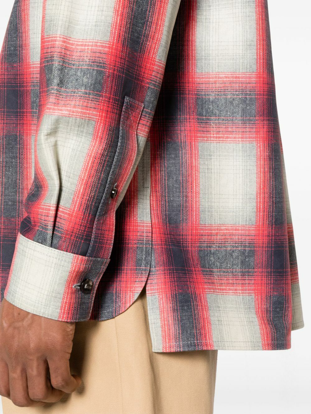 Bottega Veneta Grey Plaid-Check Leather Shirt Bottega Veneta