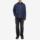 Loewe Men's Check Overshirt in Navy Blue/Brown