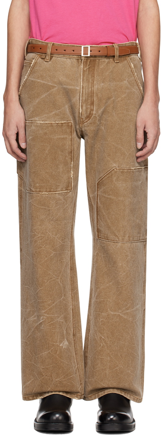 ★Odd Studio★ Pigment Cover Stitch Pants BROWN Studio D'artisan Slim Tapered Pants Men's Amami Dorozome