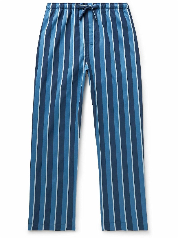Photo: Derek Rose - Royal 220 Straight-Leg Striped Cotton-Satin Pyjama Trousers - Blue