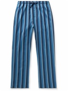 Derek Rose - Royal 220 Straight-Leg Striped Cotton-Satin Pyjama Trousers - Blue