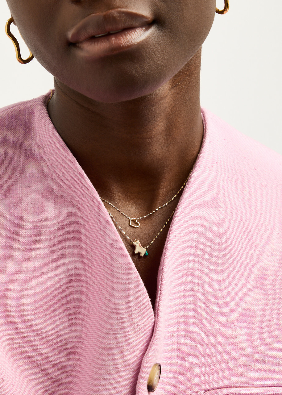 Aliita Unicornio 9kt Gold Necklace - White - One Size