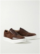 George Cleverley - The Ross Leather-Trimmed Suede Sneakers - Brown
