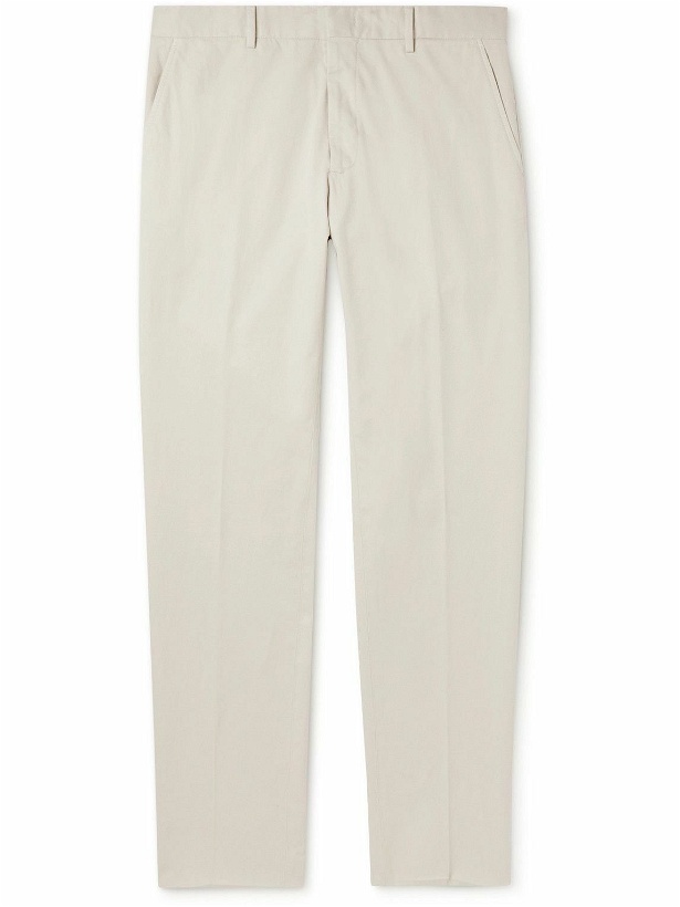 Photo: Zegna - Tapered Cotton-Blend Twill Trousers - Neutrals