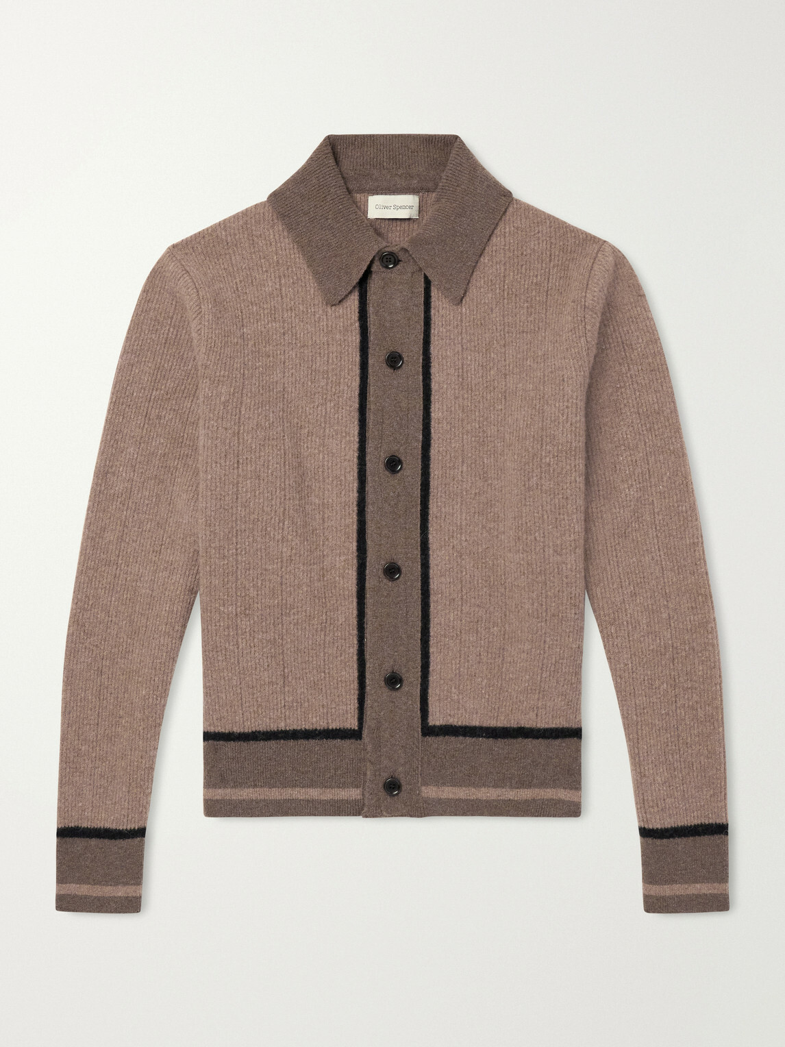 Oliver Spencer - Britten Ribbed Merino Wool Cardigan - Brown