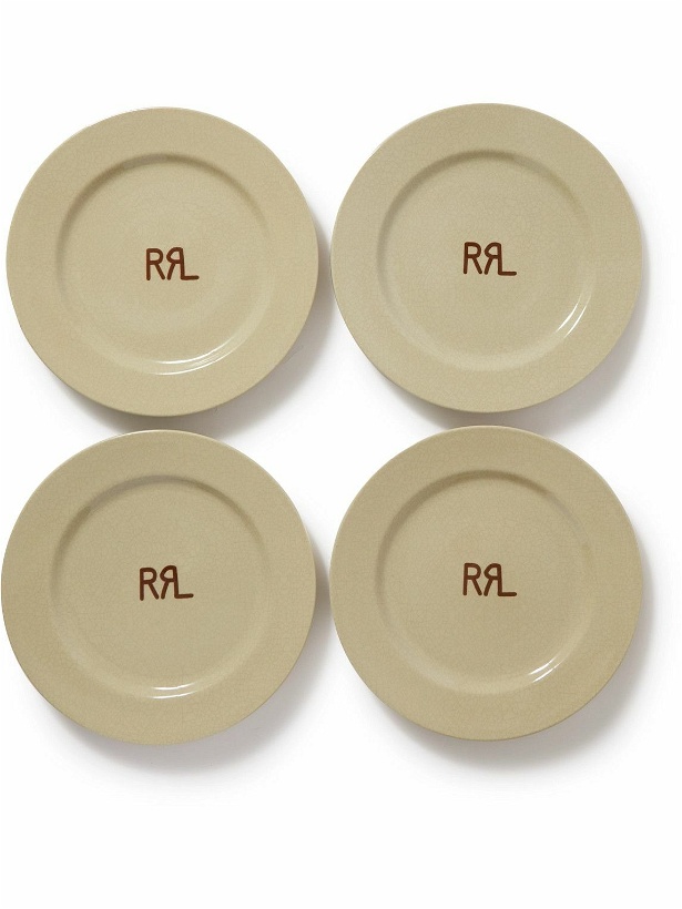 Photo: RRL - Set of Four Logo-Print Ceramic Plates