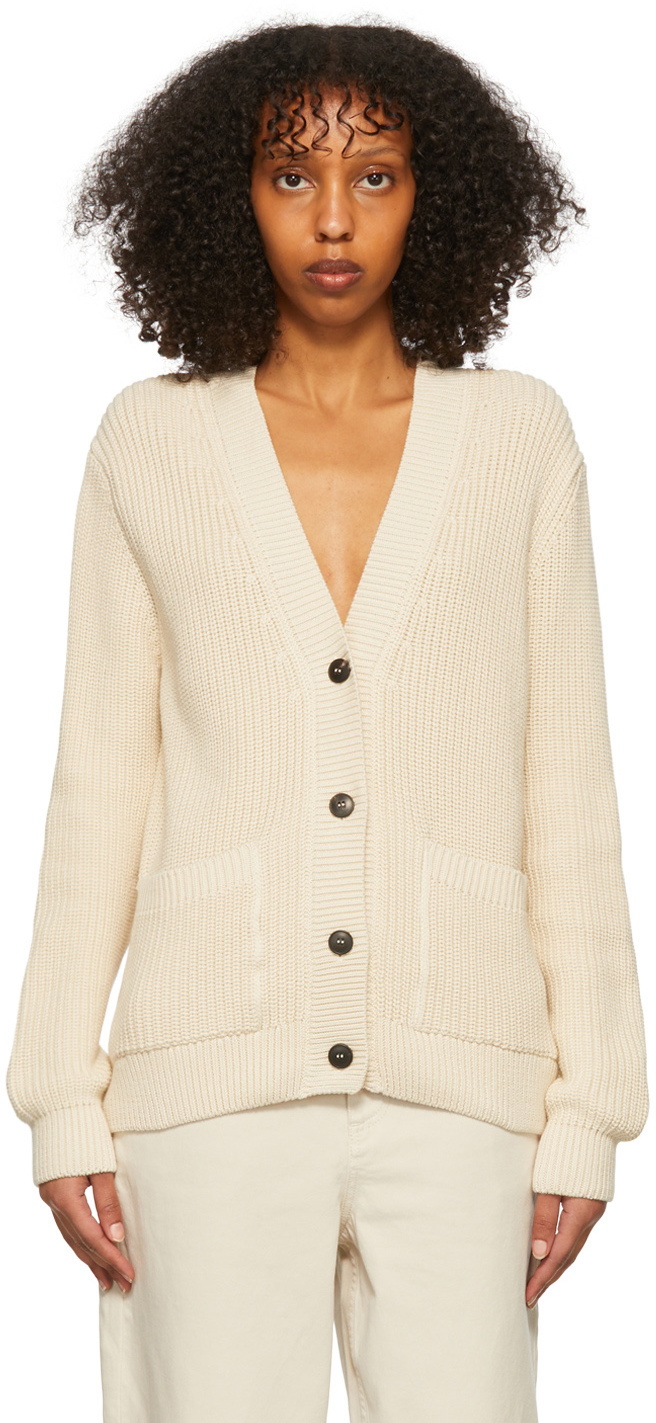 Sunspel Off-White Cotton Cardigan Sunspel