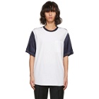 3.1 Phillip Lim White and Navy Classic Bifabric T-Shirt