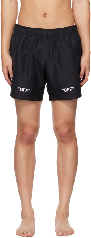 Photo: Off-White Black Printed Swim Shorts