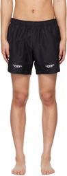 Off-White Black Printed Swim Shorts