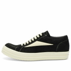 Rick Owens Men's Suede Vintage Sneaks in Black/Milk/Milk