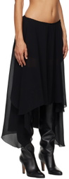 Chloé Black Asymmetric Hem Midi Skirt