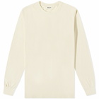 Auralee Men's Long Sleeve Cotton Mesh T-Shirt in Ivory