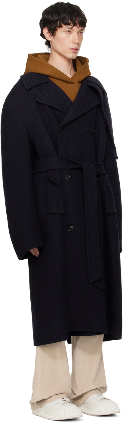 Recto Navy Kuse Oversized Coat