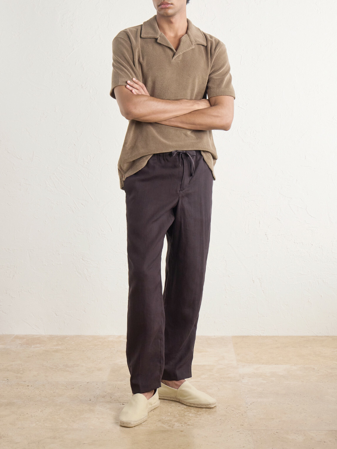 Orlebar Brown - Alex Straight-Leg Linen Trousers - Brown