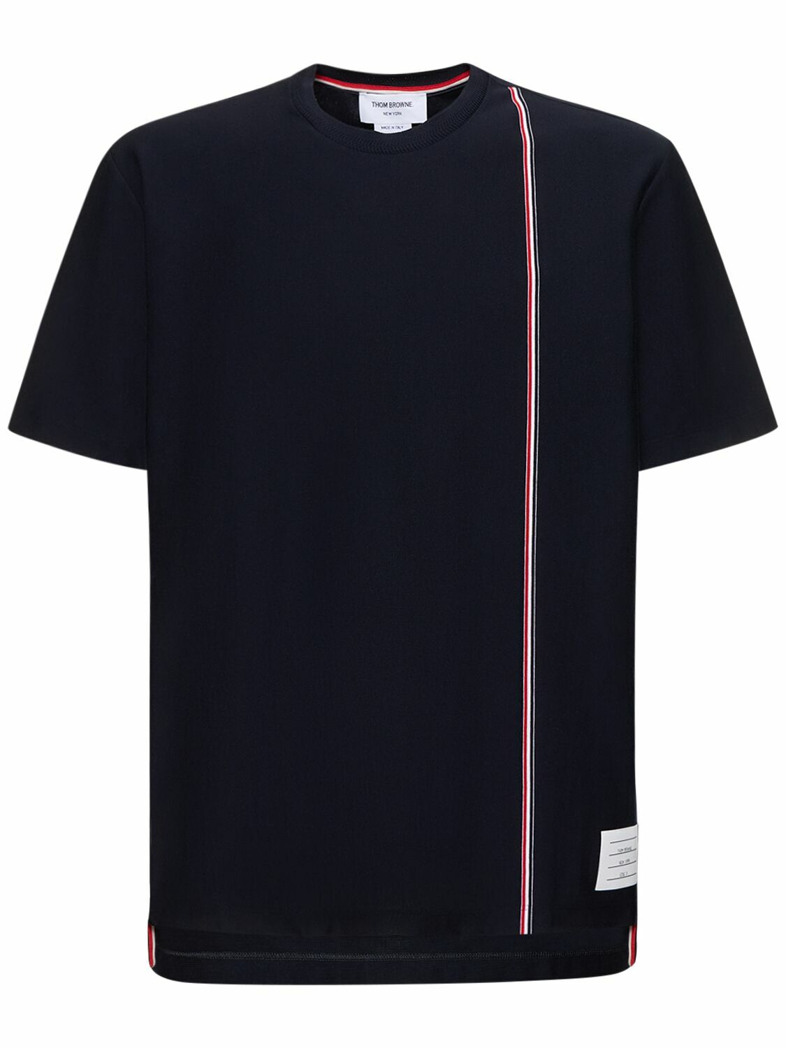 THOM BROWNE - Cotton S/s T-shirt W/ Stripe Thom Browne