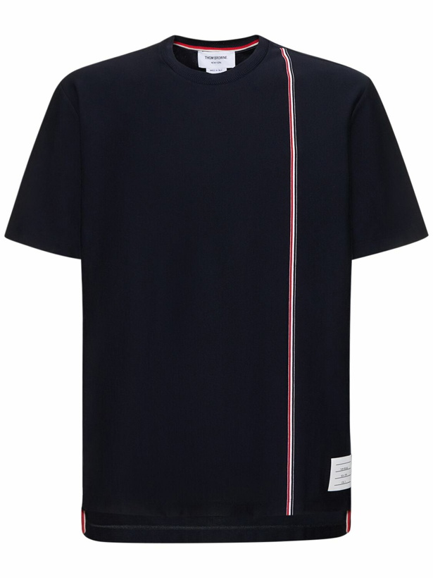 Photo: THOM BROWNE - Cotton S/s T-shirt W/ Stripe