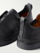 Zegna - Full-Grain Leather Slip-On Sneakers - Black