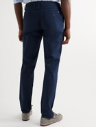 Canali - Slim-Fit Cotton-Blend Seersucker Drawstring Trousers - Blue