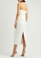 Self-portrait Crystal-embellished bow Midi Dress White