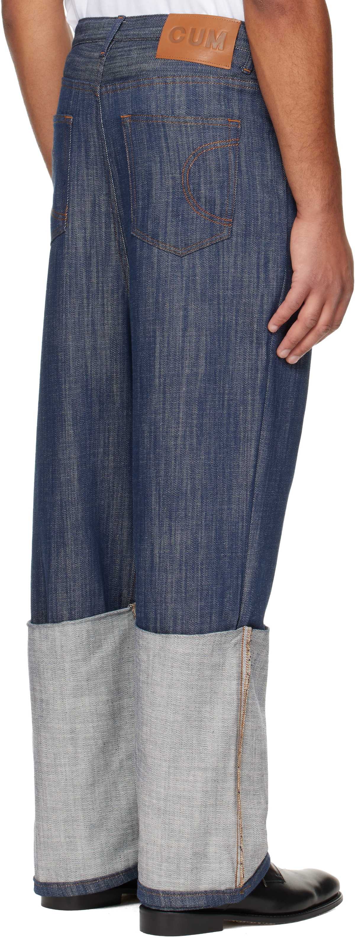 Edward Cuming Navy Turn-Up Drop-Down Jeans