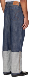 Edward Cuming Navy Turn-Up Drop-Down Jeans