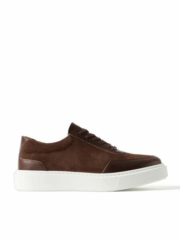 Photo: George Cleverley - The Ross Leather-Trimmed Suede Sneakers - Brown