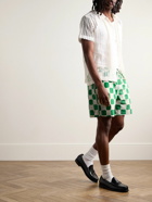 Drake's - Straight-Leg Checked Cotton Drawstring Shorts - Green