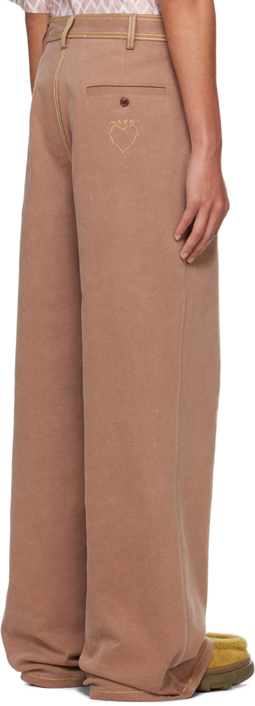 Marni Brown Contrast Stitching Jeans Marni — free download