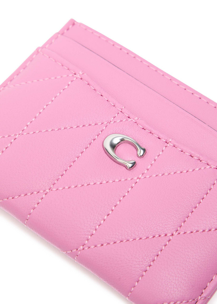 Coach Pillow Quilted Leather Card Holder - Pink - One Size