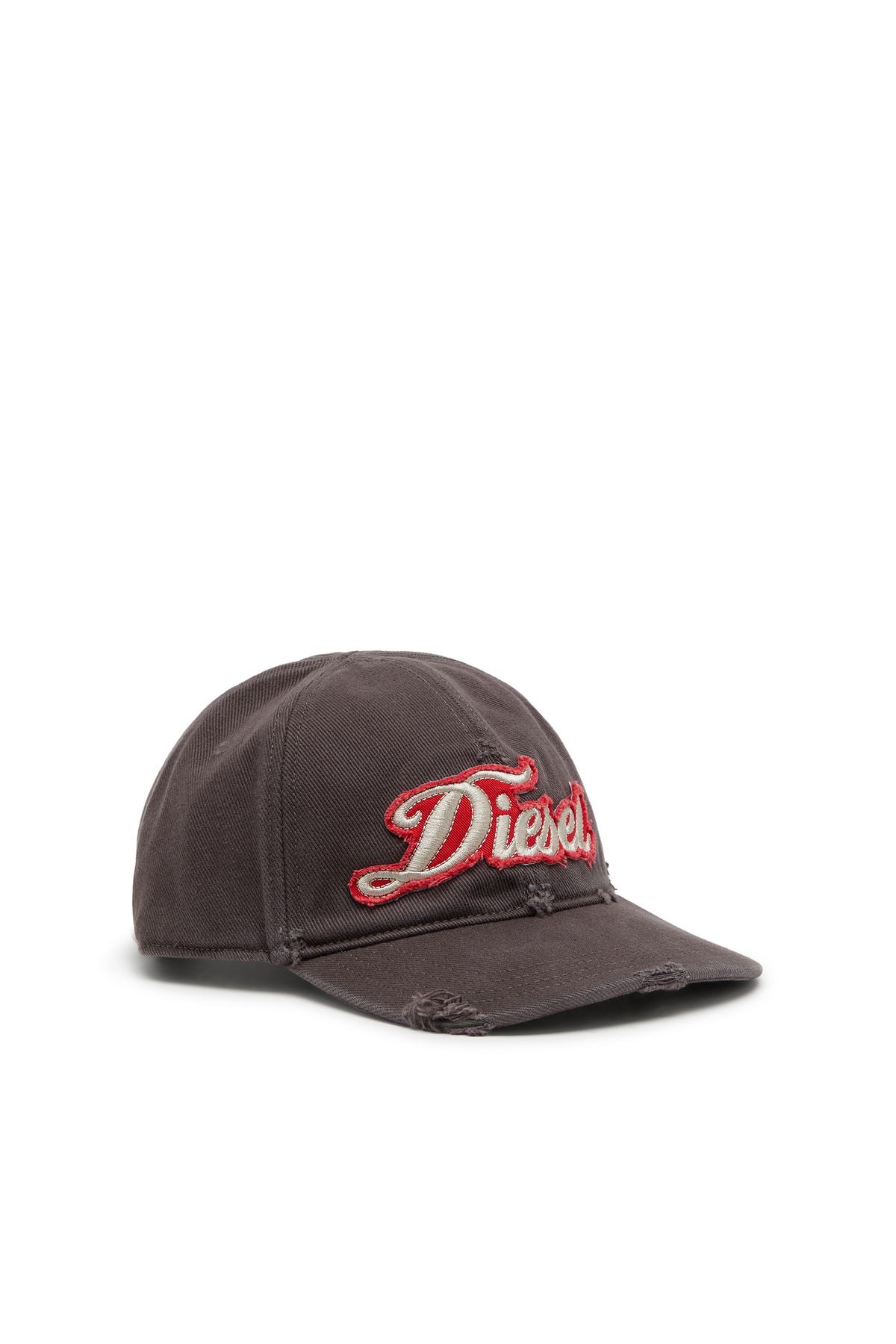Diesel Distressed baseball cap with embroidered patch - Caps Mens in Grey