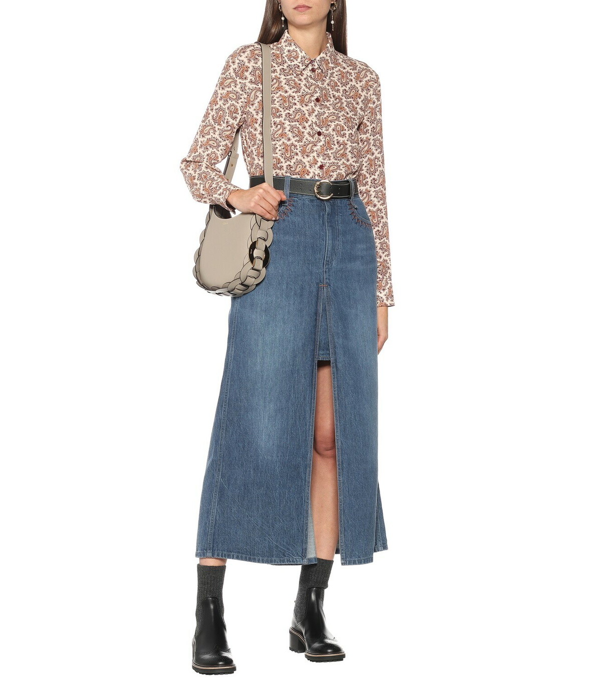 Chloe - Denim midi skirt