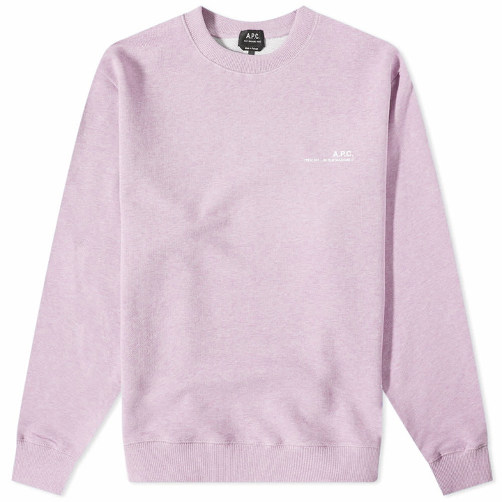 Photo: A.P.C. Men's A.P.C Item Logo Crew Sweat in Mauve Marl