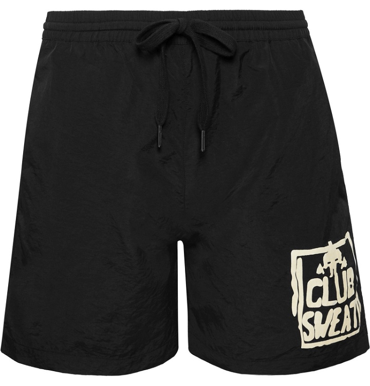 Photo: Y,IWO - Club Sweat Printed Nylon Drawstring Shorts - Black
