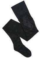 Ganni Metallic Butterfly Logo-jacquard Tights Black