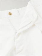 De Petrillo - Tapered Pleated Cotton and Hemp-Blend Trousers - White