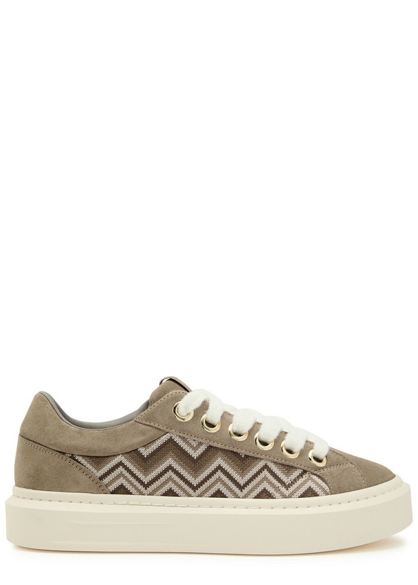 Photo: Cleens Ace Panelled Leather and Suede Sneakers Beige